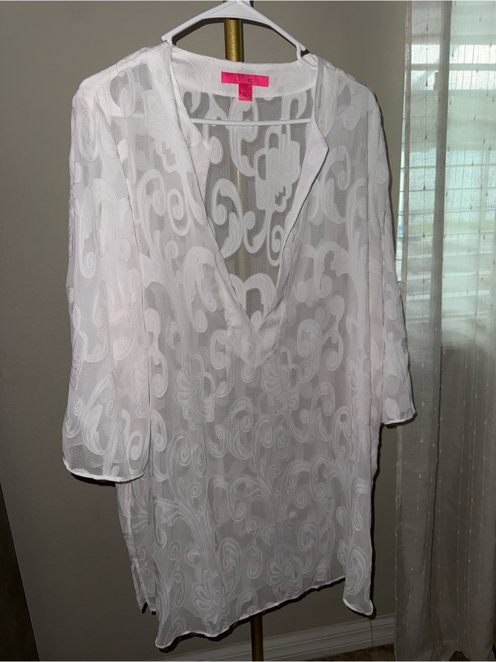 Lily Pulitzer Women’s White Sheer Swimsuit Cover-Up Tunic